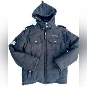 Rocawear Black Hooded Insulated Quilted Jacket, Wool, boy’s L (14-16y), man’s M